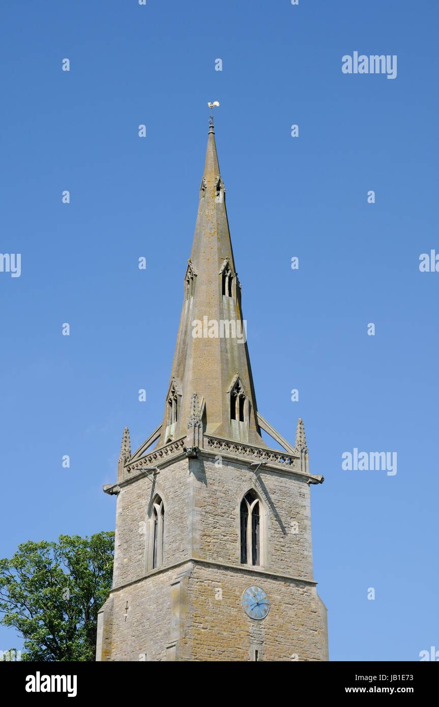 Tower & spire of St Peters Church, Sharnbrook, Bedfordshire Stock Photo