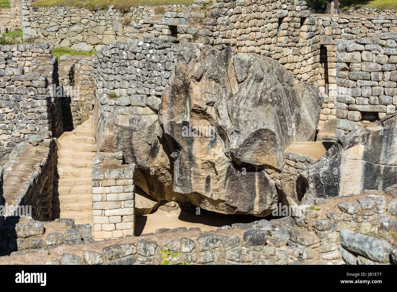 temple of the condor Machu Picchu, Incas ruins in the peruvian Andes at