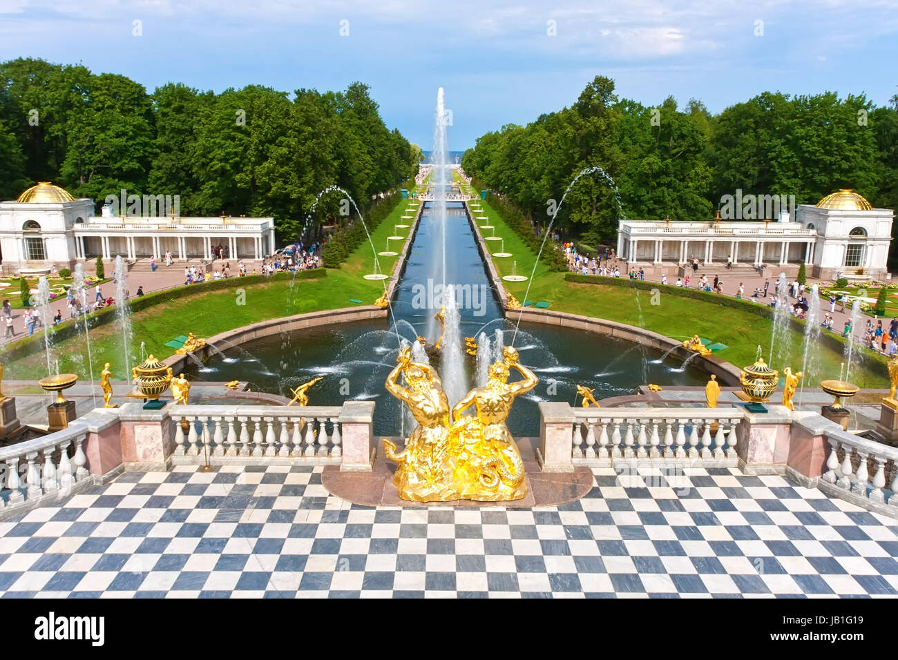 Fountains in Petrodvorets Peterhof, Saint Petersburg, Russia Stock ...