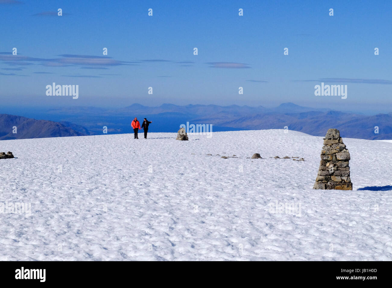 The snowcapped Summit of Ben Nevis, UK's highest mountain, Lochaber, Scotland, UK. Stock Photo