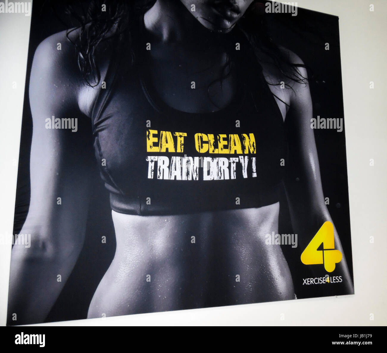 Poster on wall at Exercise for Less gym at Stockton-on-Tees, England,UK Stock Photo