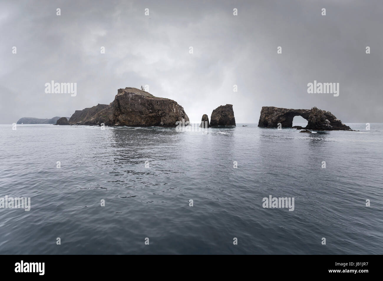 Anacapa island with storm sky in Channel Islands National Park in Southern California. Stock Photo