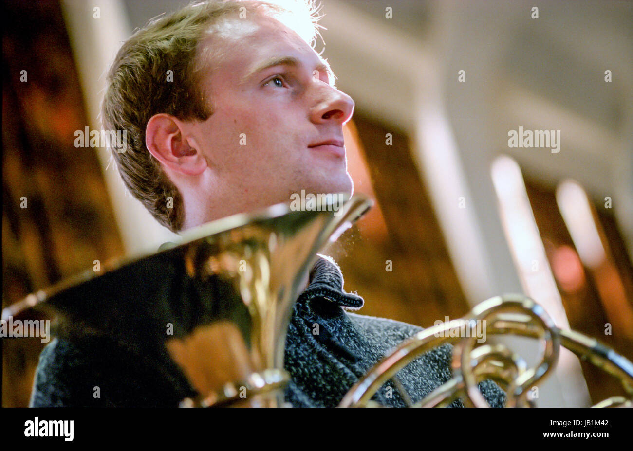 French horn player Dominic Nunns Stock Photo Alamy