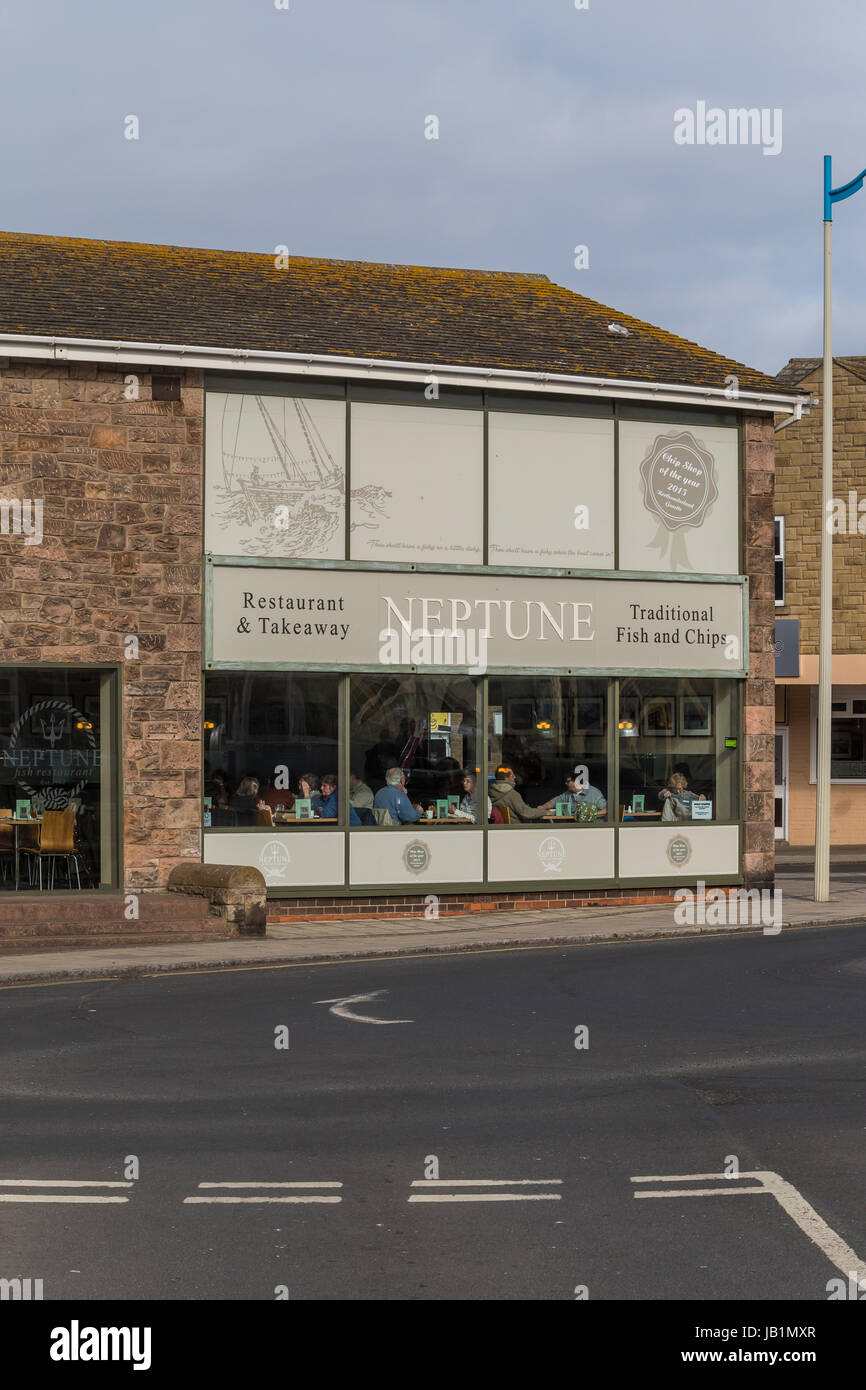 Neptune Fish & Chip restaurant, Seahouses, Northumberland UK Stock Photo