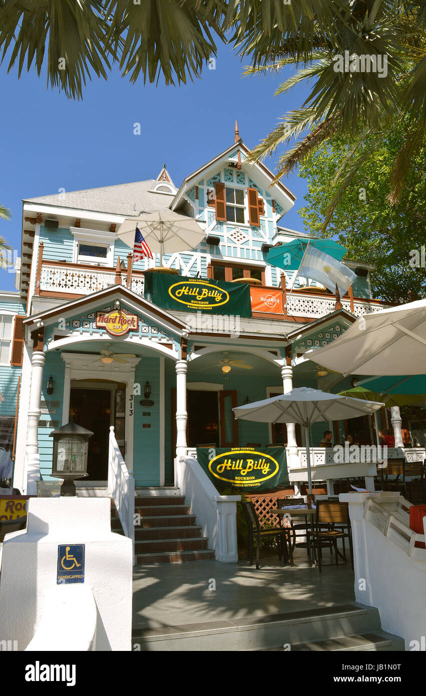 Hard Rock Cafe in Key West a modern theme restaurant in a historical building Stock Photo