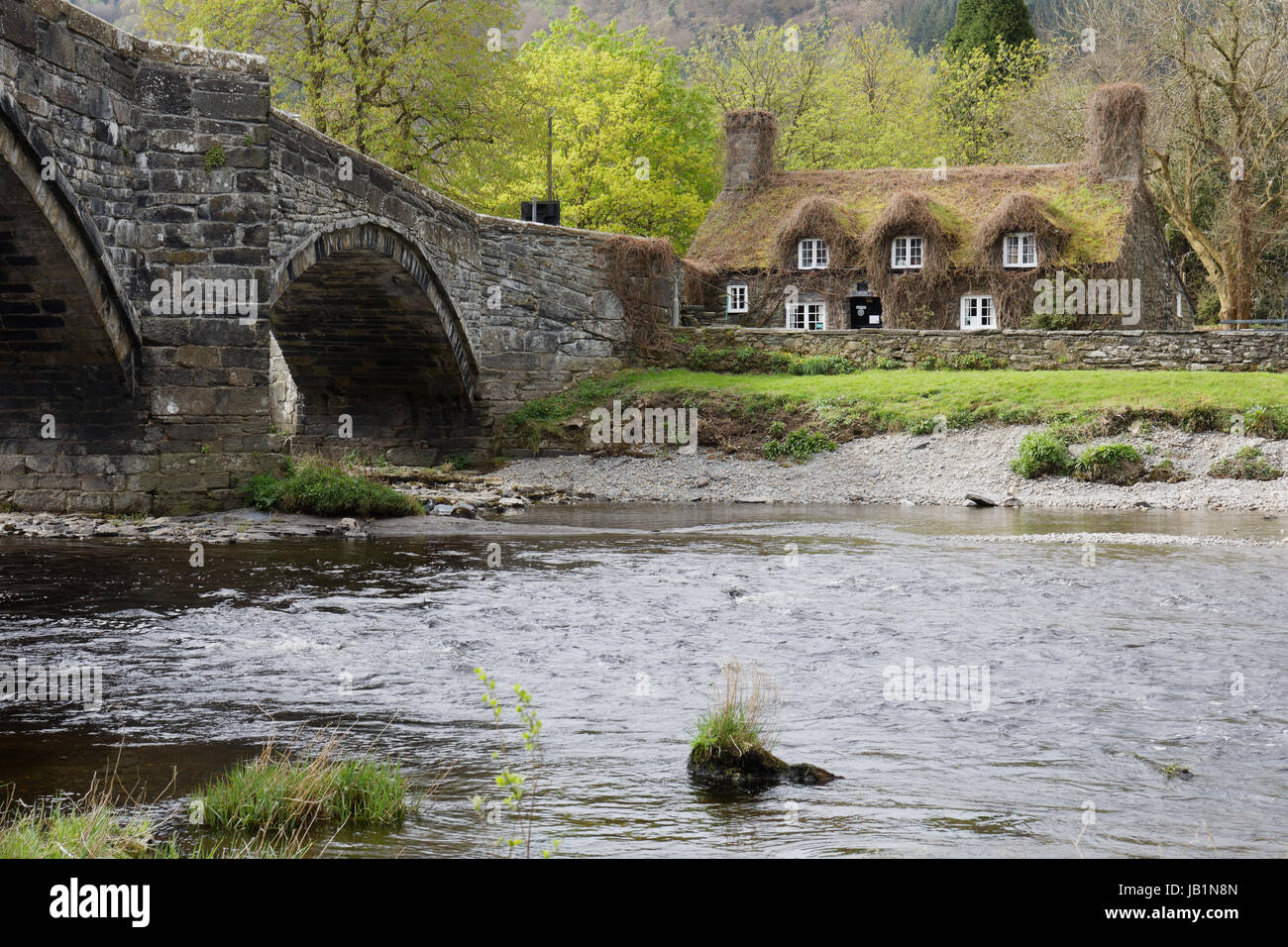 Views of the pretty village of Llanrwst, in the Conwy valley Stock