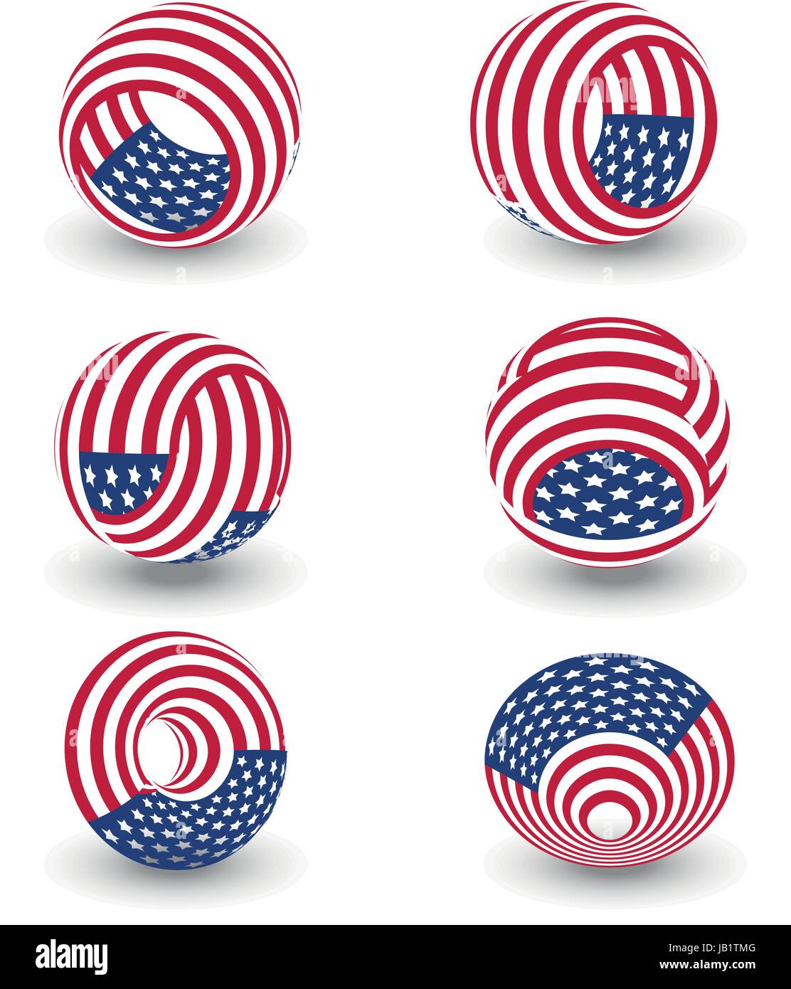 USA twisted circle abstract vector logo. United states symbol set. Independence day 3d vector illustration Stock Vector