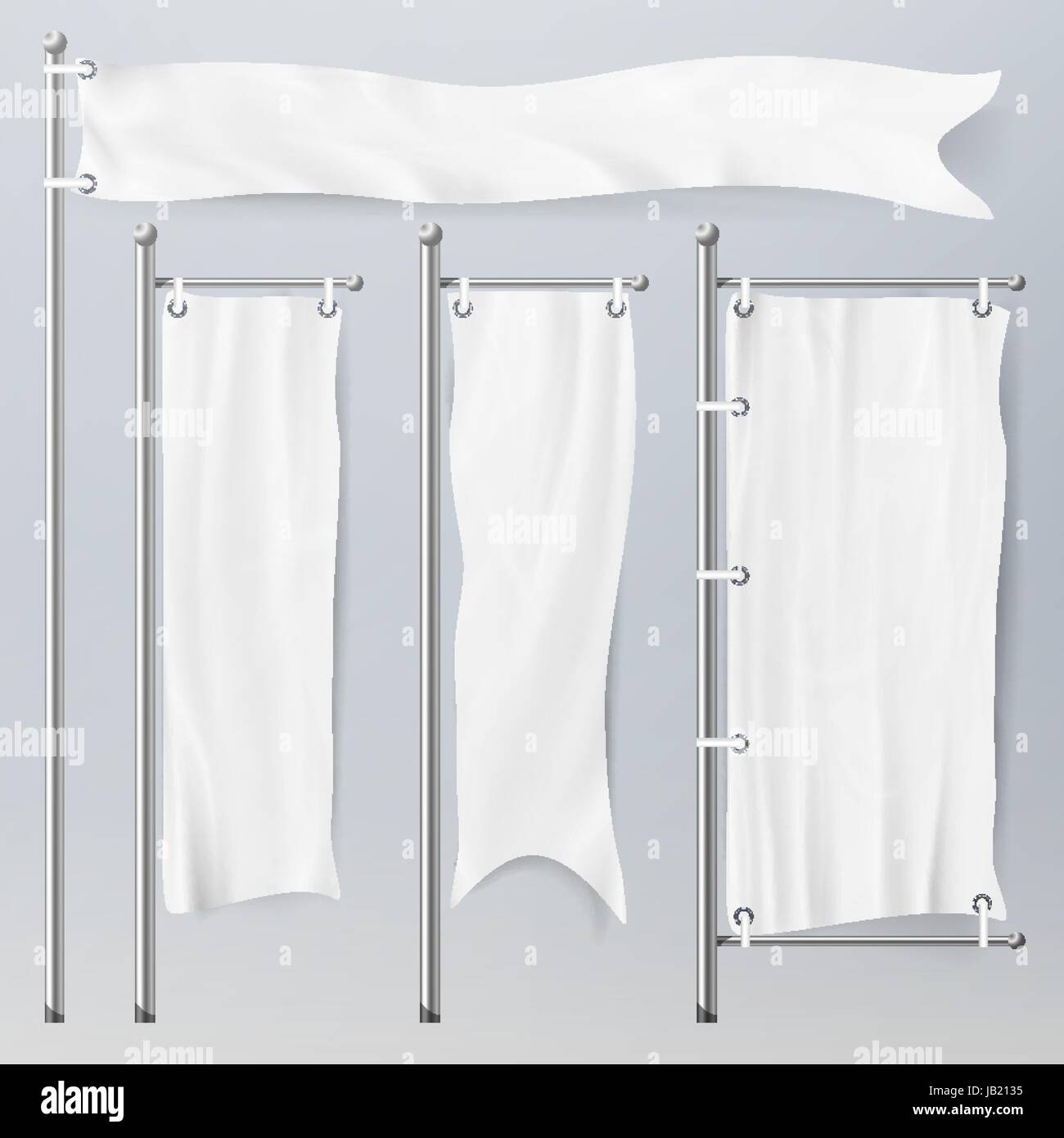 Realistic Template Blank White Flags Vector Advertising Flag