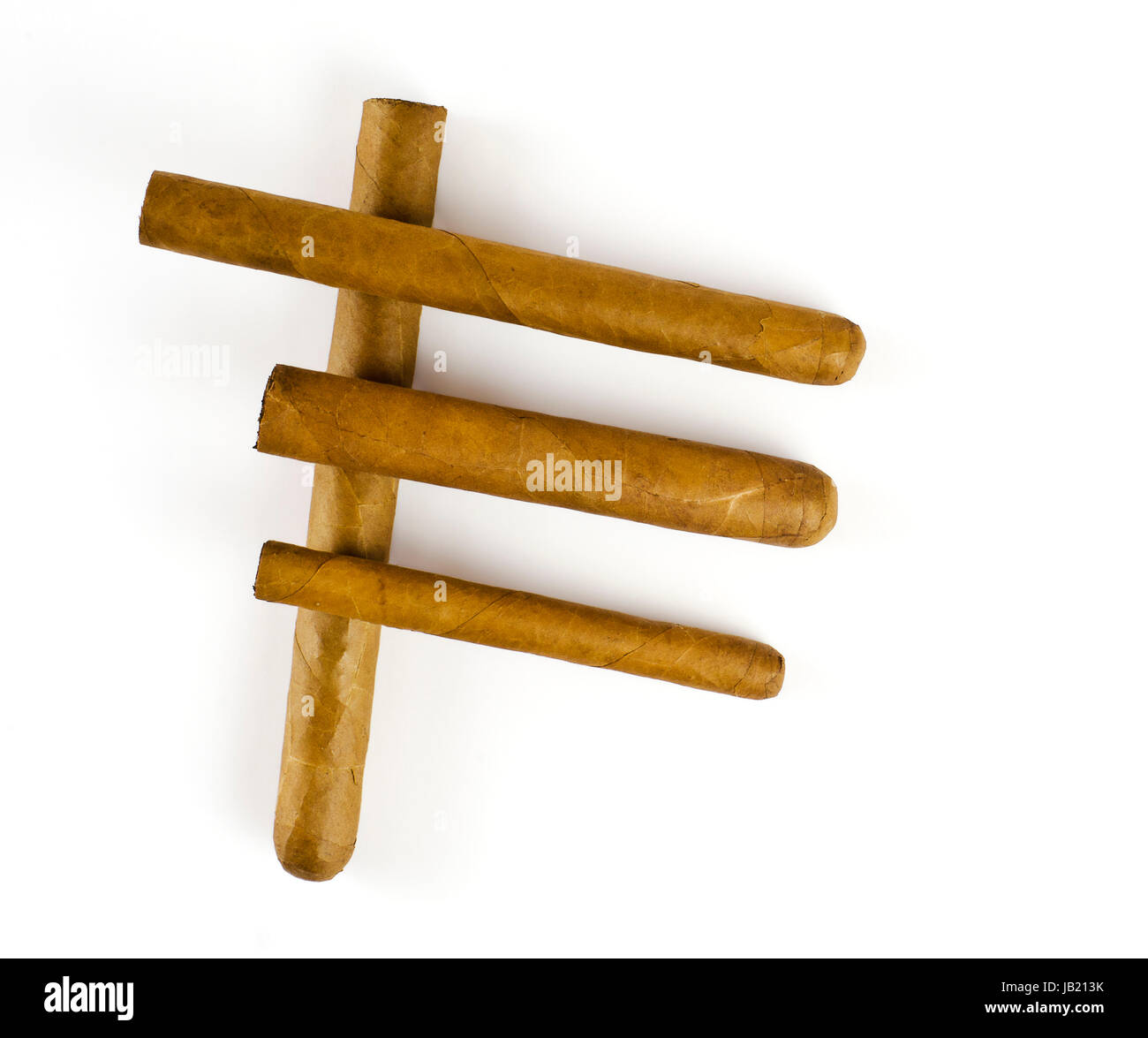 Vier große Zigarren; four large cigars on a white background Stock Photo