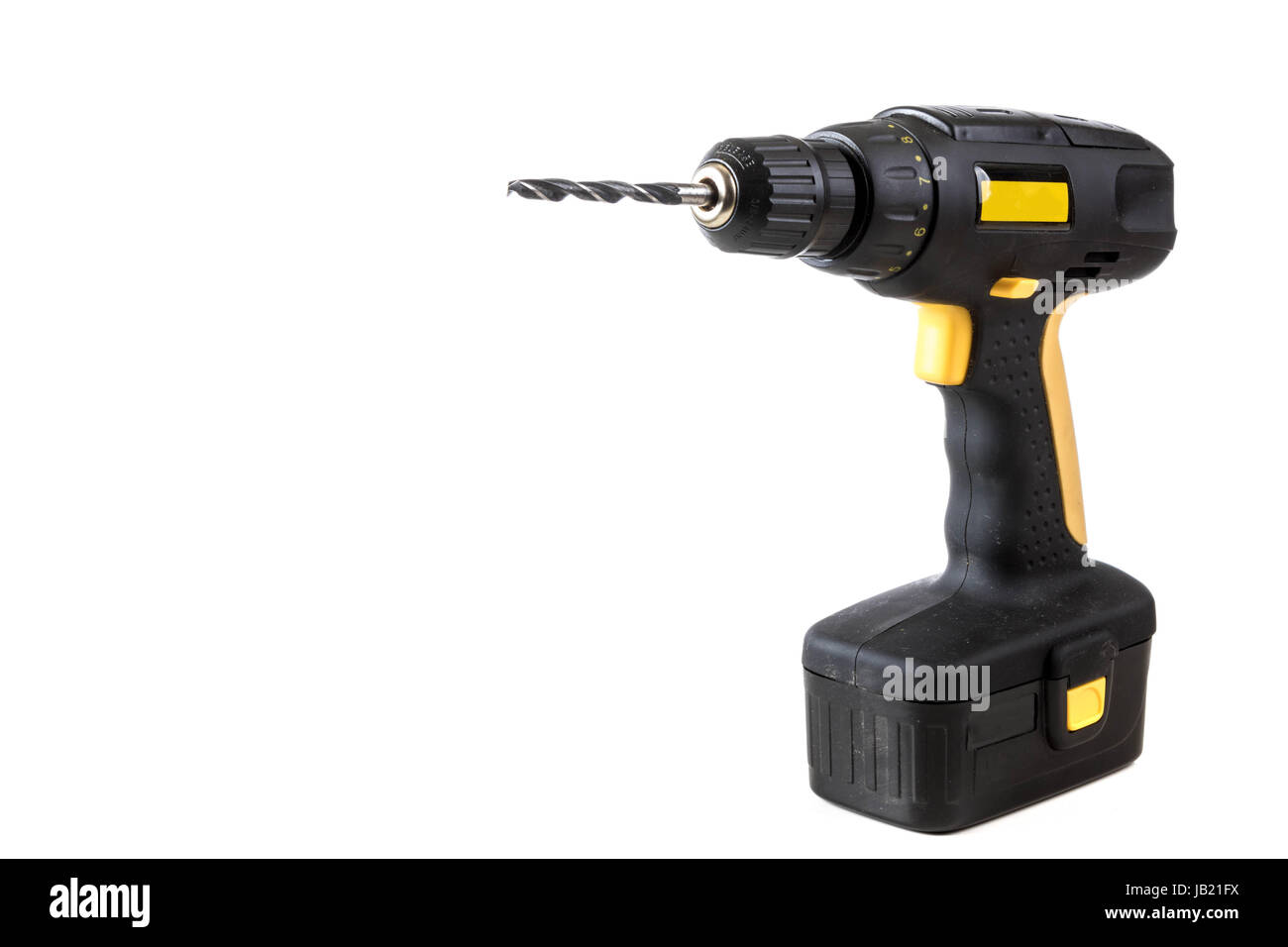 Cordless handheld electric power drill isolated on white Stock Photo