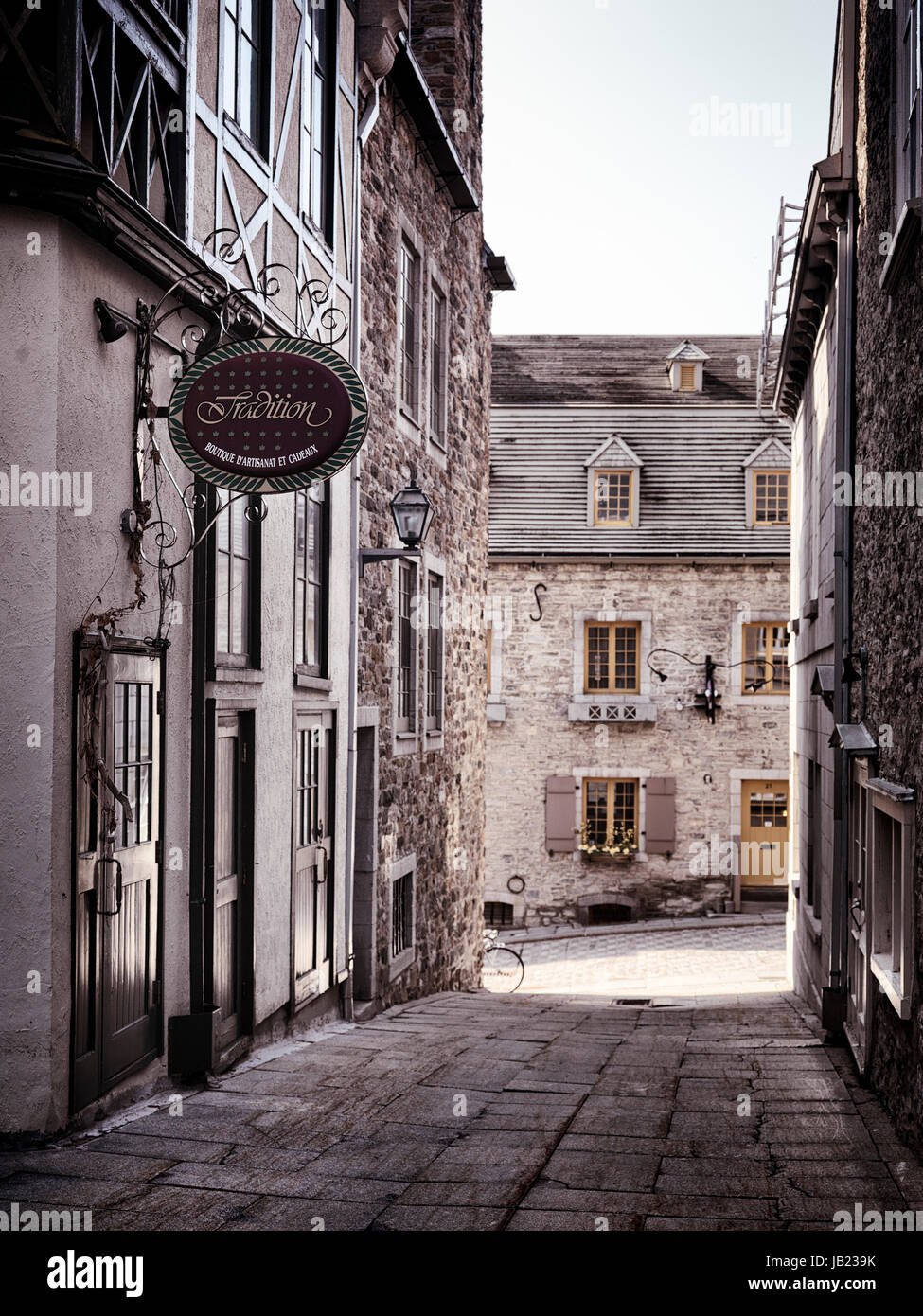 License available at MaximImages.com  Beautiful historic street architecture, French style houses in Old town, Quebec City, Canada Stock Photo