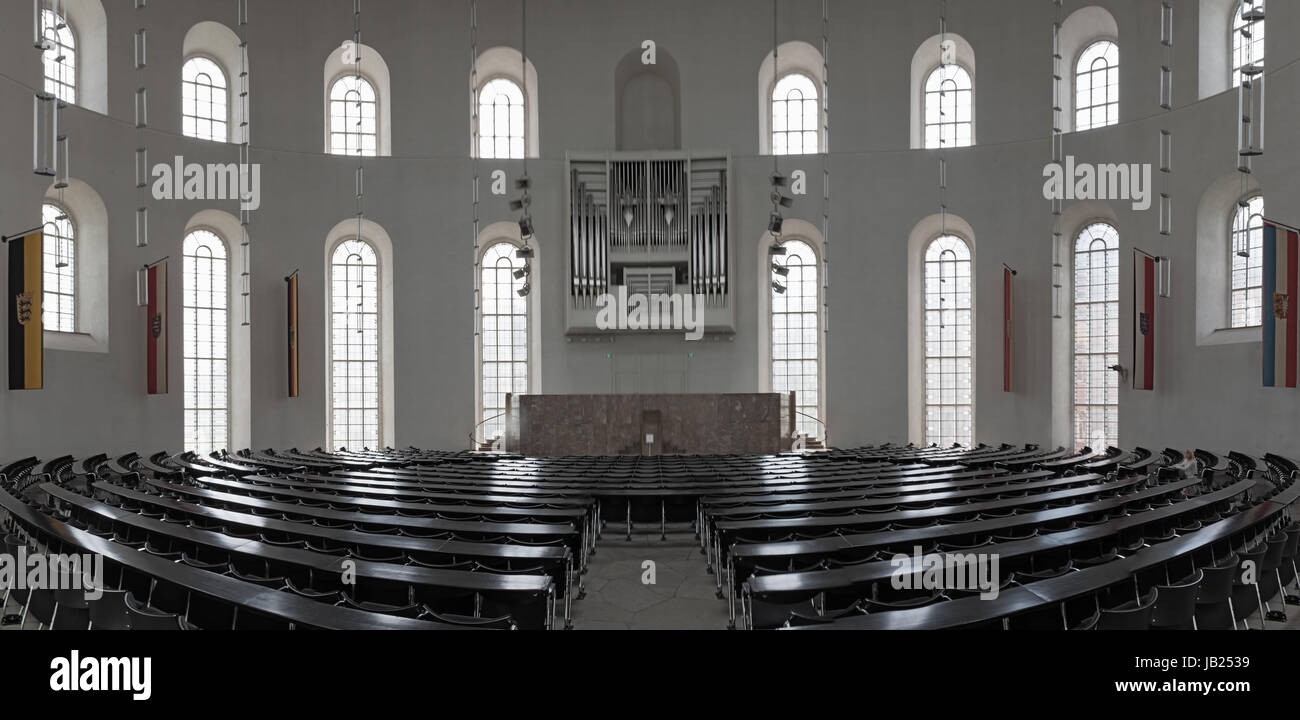 Interior of the Paulskirche Plenary Hall, upper floor of the Frankfurt Paulskirche, Germany Stock Photo