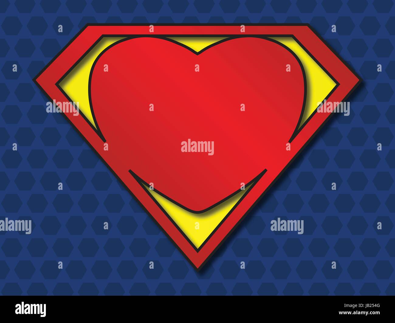 a big red heart shaped like a superhero shield, symbol for strong love, eps10 vector Stock Vector