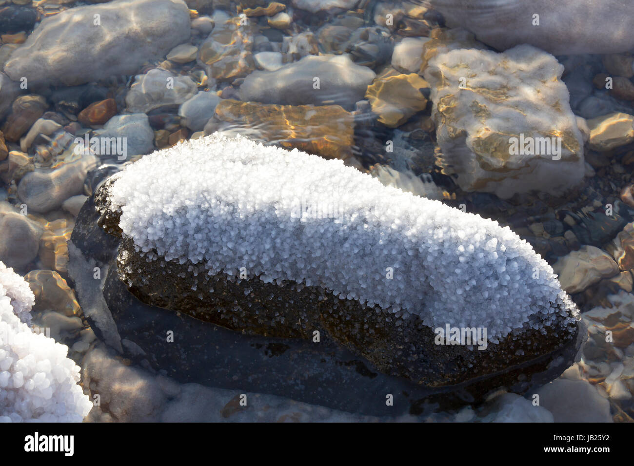 Dead Sea salt deposits stones white crystals Stock Photo