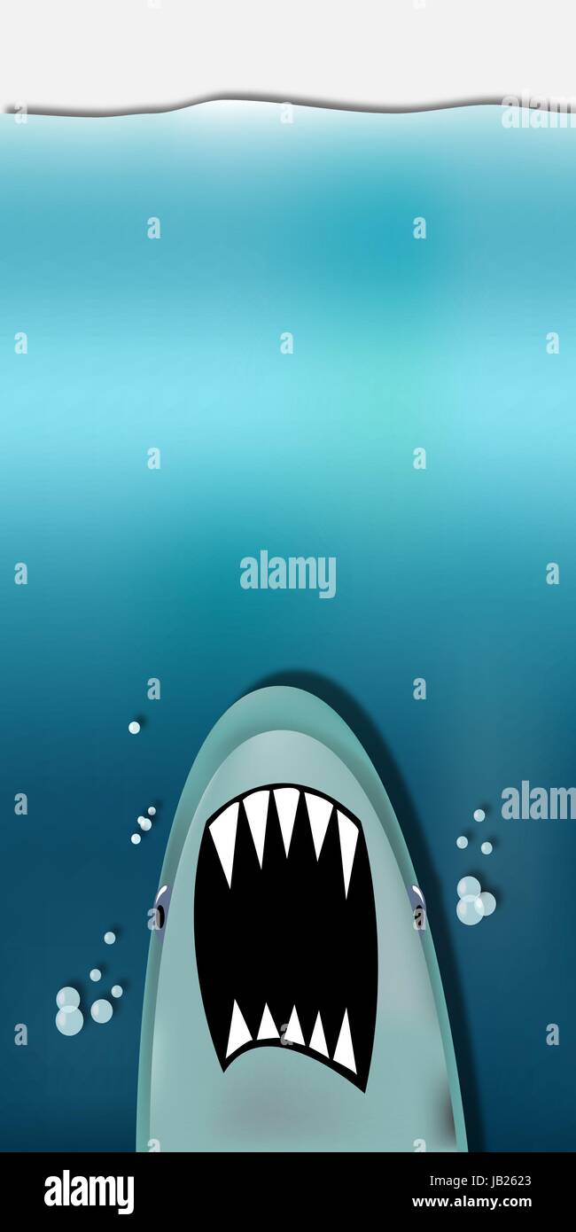 Dangerous threat from shark attacking from the abyss, eps10 vector Stock Vector