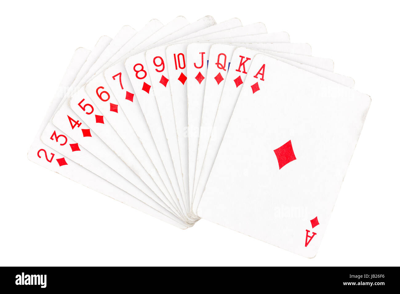 Set of diamond playing cards isolated on white background Stock Photo