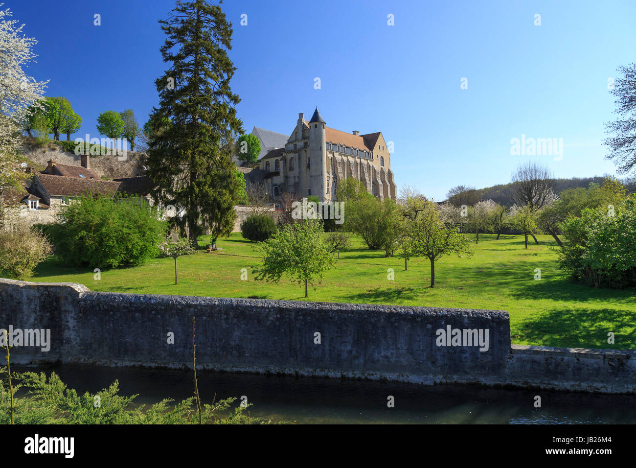 France, Seine-et-Marne (77) , Château-Landon, l'ancienne abbaye Saint-Séverin et le Fusain // France, Seine et Marne, Chateau Landon, former Abbey of  Stock Photo