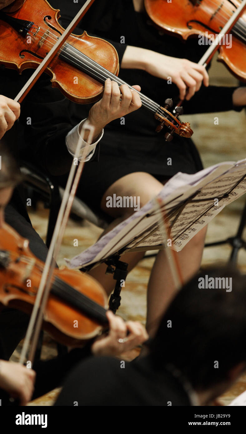 violinists during a classical concert music Stock Photo Alamy