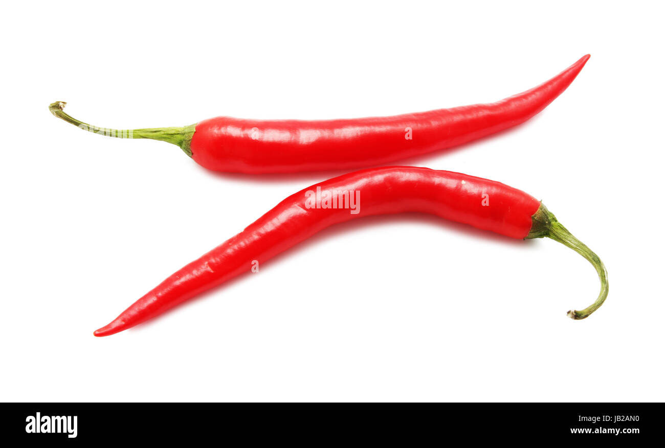 Red hot chili peppers isolated on white Stock Photo - Alamy