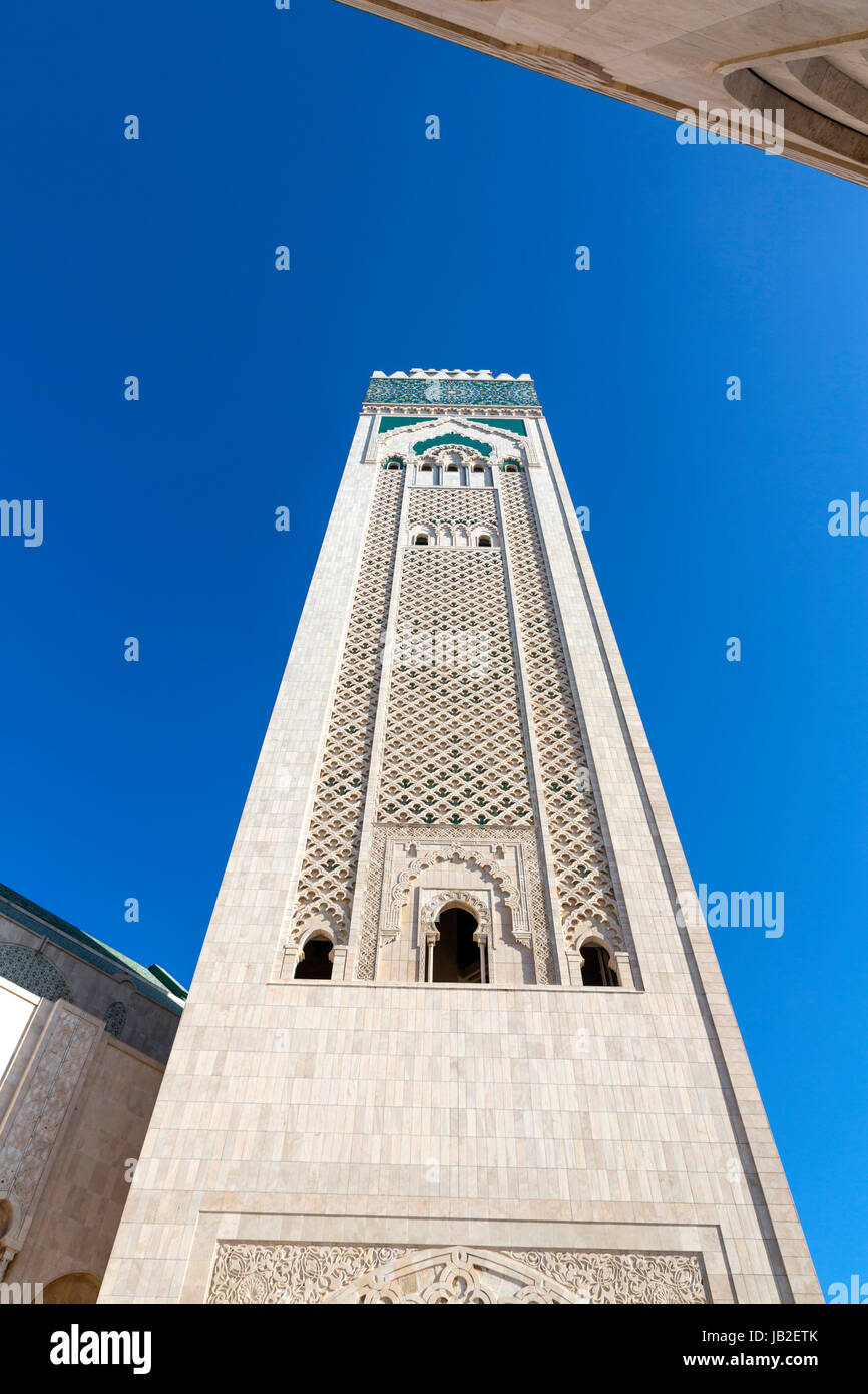 Minaret der Moschee Hassan II in Casablanca Stock Photo