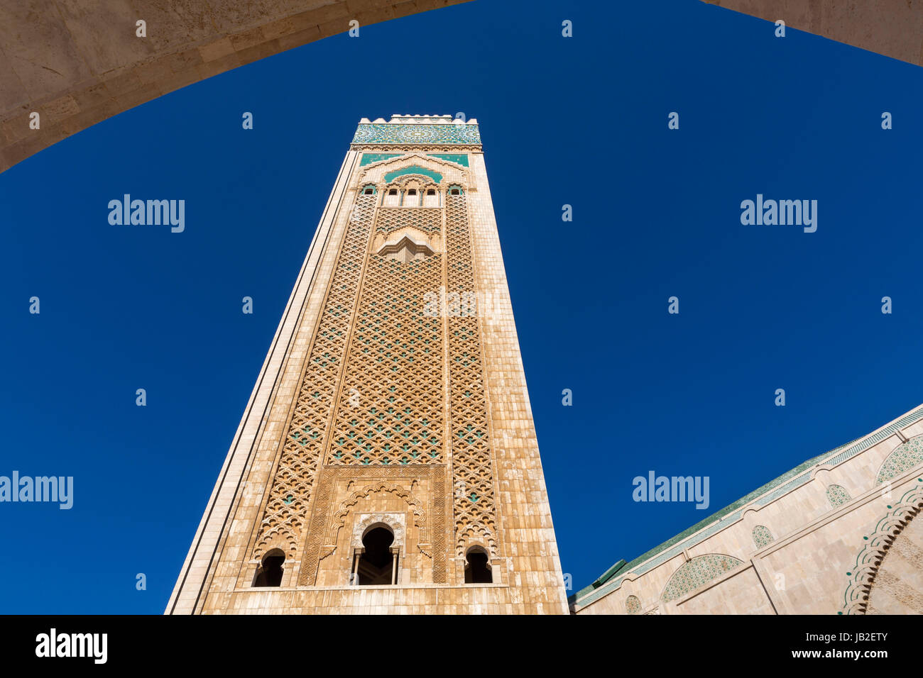 Minaret der Moschee Hassan II in Casablanca Stock Photo