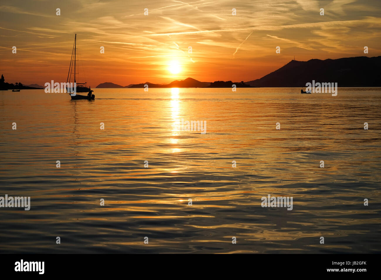 Cavtat Sunset, Croatia Stock Photo