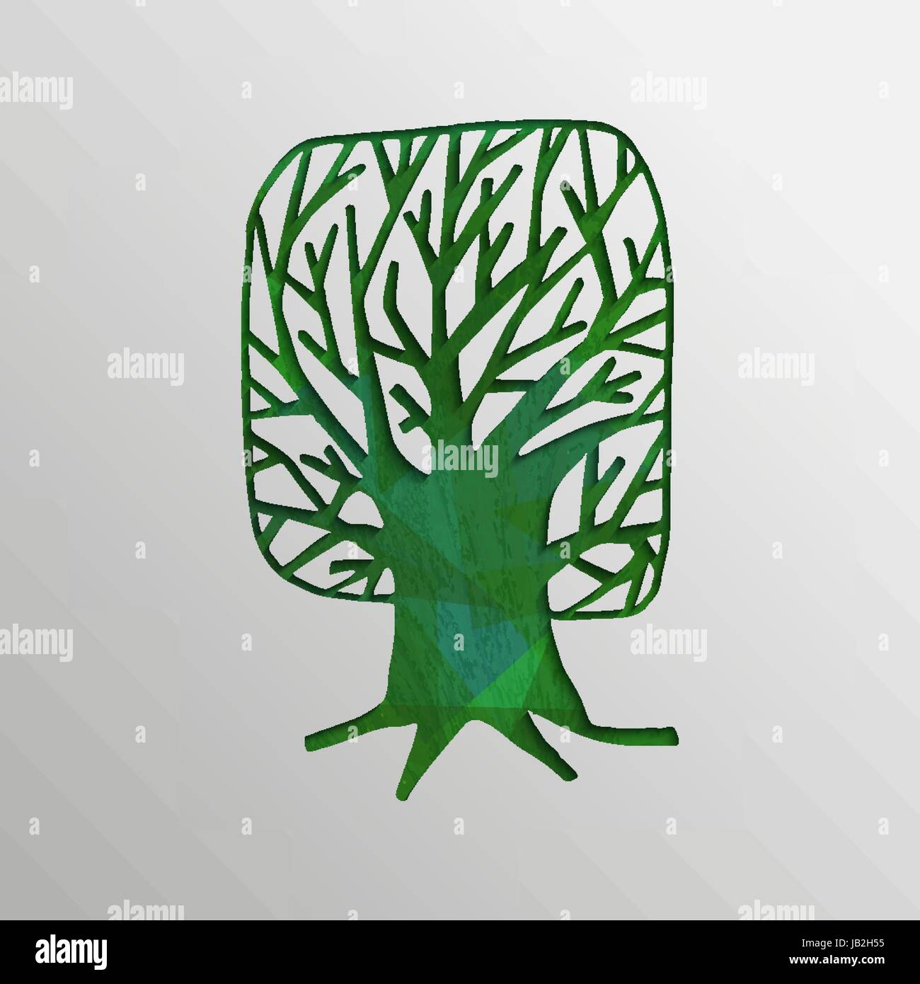 Green tree 3d cutout texture design, concept art for environment care or nature help project. EPS10 vector. Stock Vector