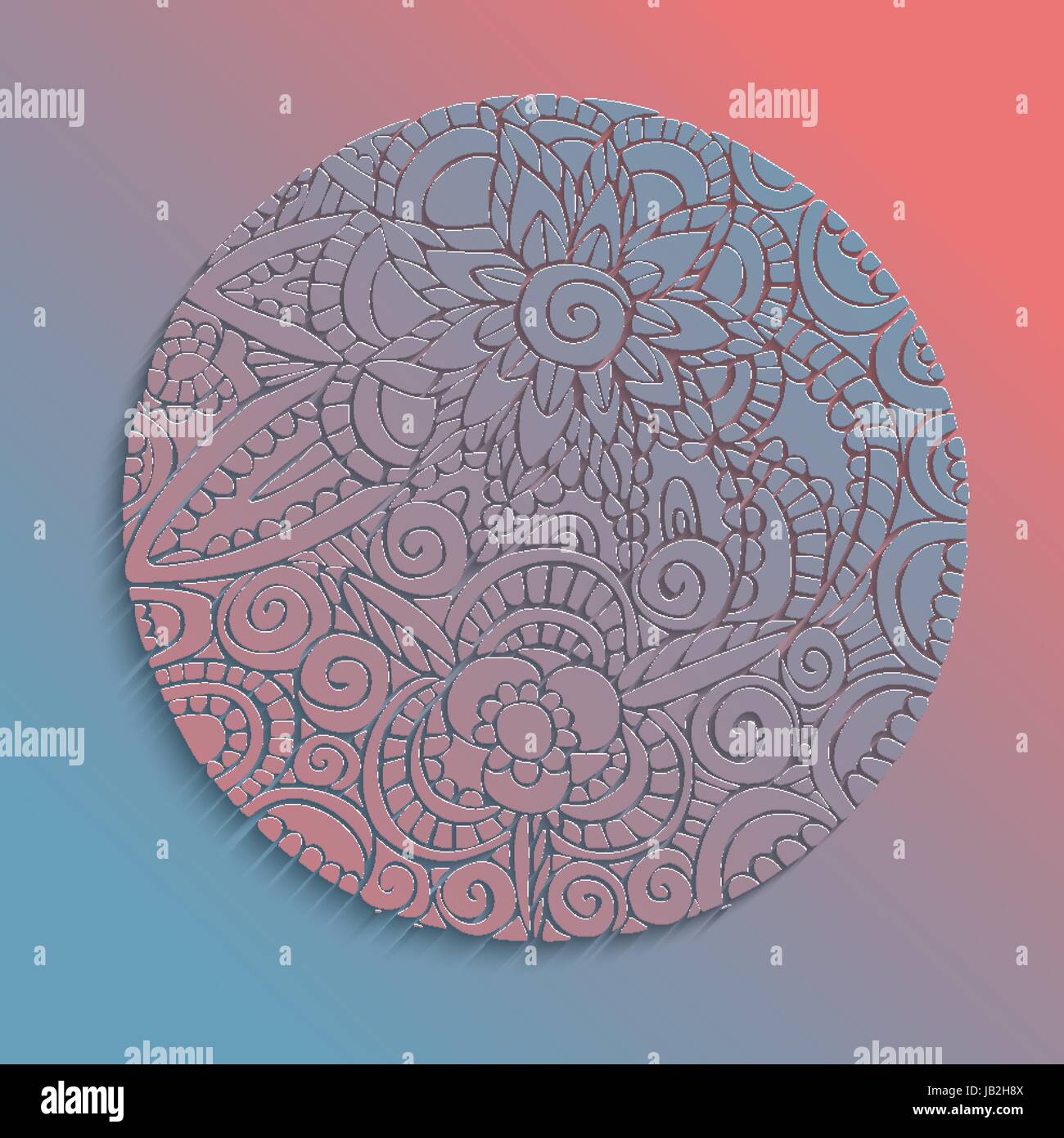 Mandala 3d paper cut design with floral decoration, traditional ethnic