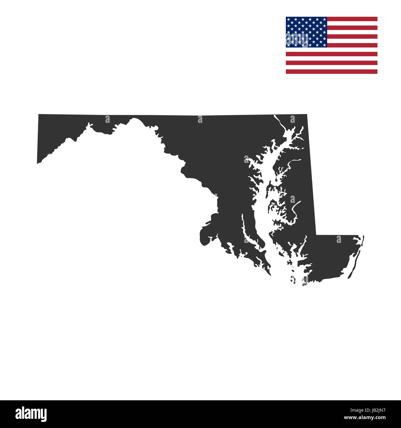 map of the U.S. state of Maryland  Stock Vector