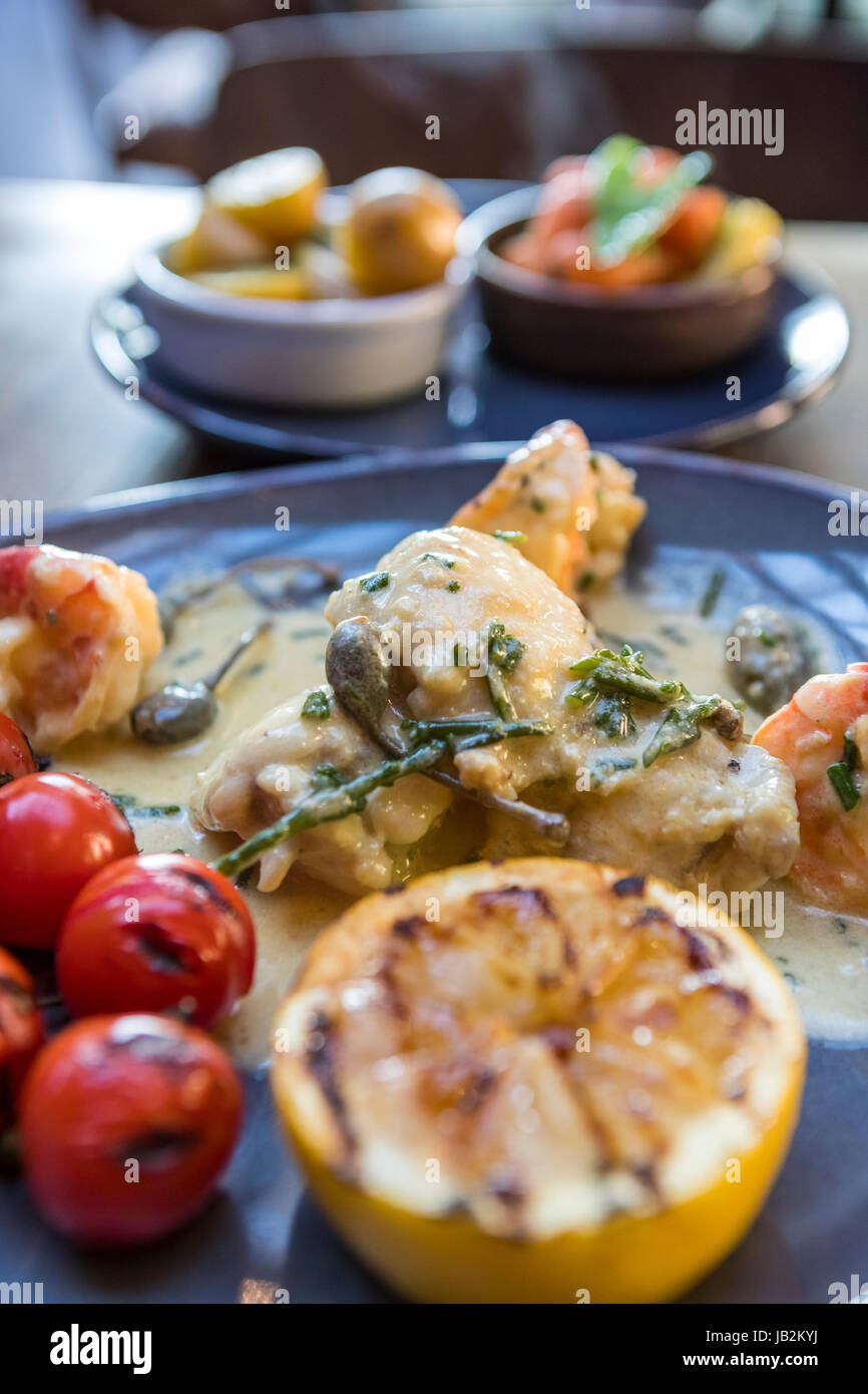 Salt Water Cafe restaurant, Beadnell, Northumberland, UK Stock Photo