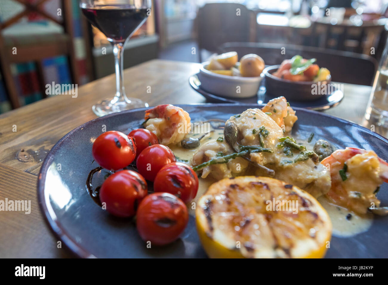 Salt Water Cafe restaurant, Beadnell, Northumberland, UK Stock Photo