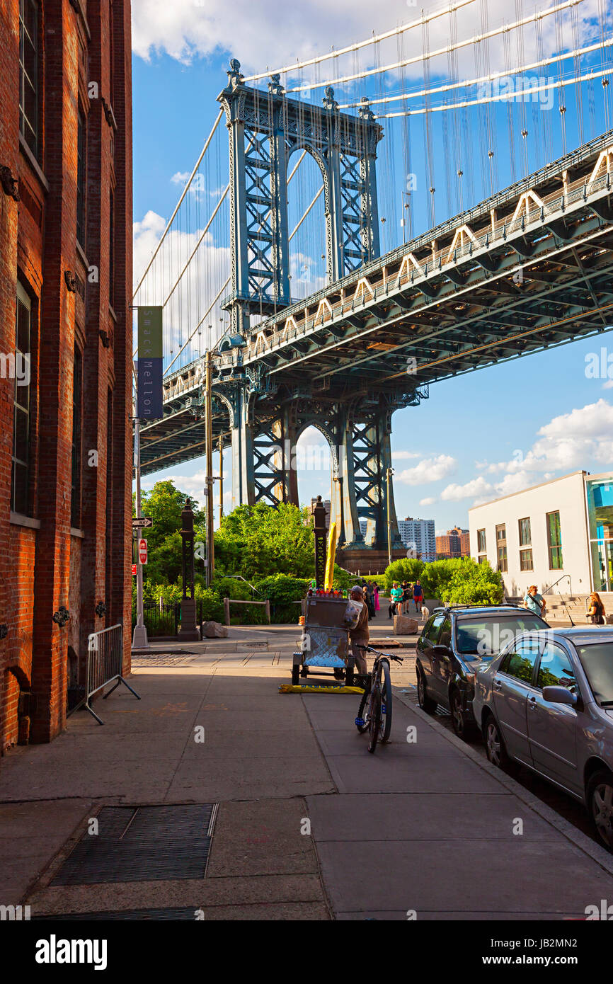 Manhattan Bridge, Brooklyn, New York City Stock Photo