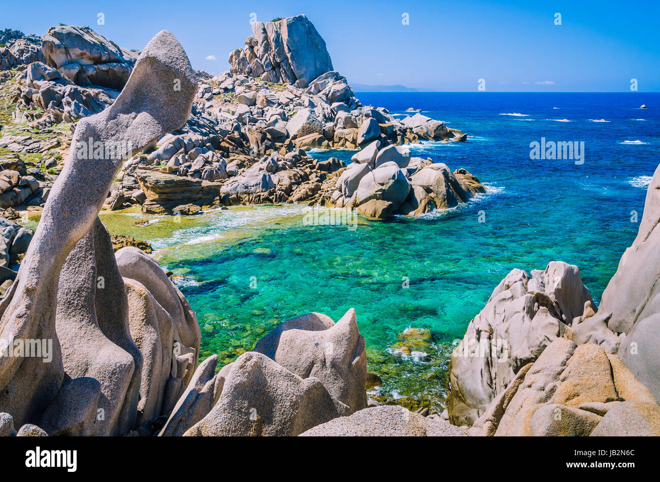 Rock formations in Capo Testa, Sardinia, Italy. Mediterranean coast.  Natural granite rocks monument Stock Photo - Alamy