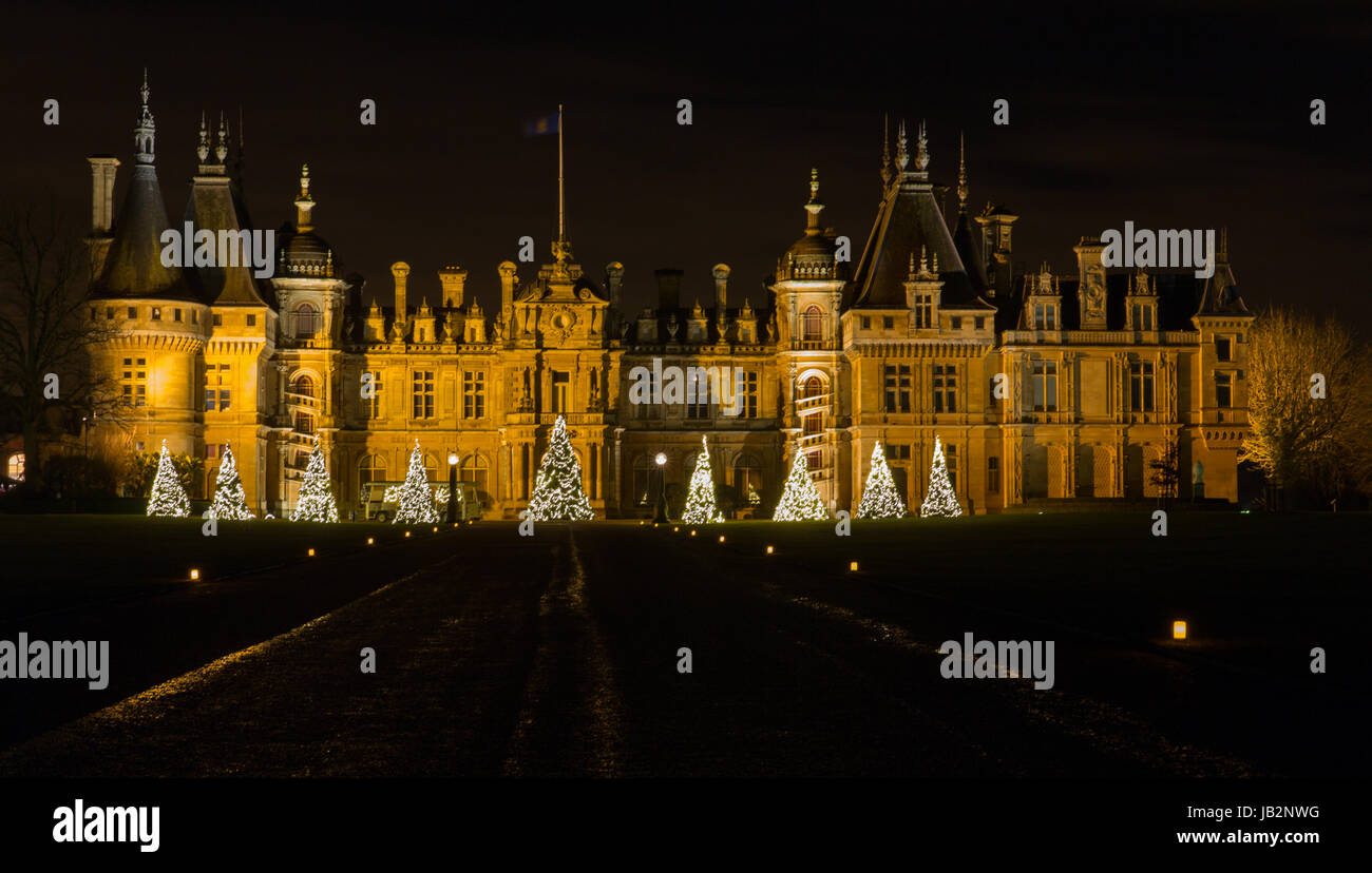 Image from the Waddesdon Manor NT Winter Lights.  December 2013 Stock Photo