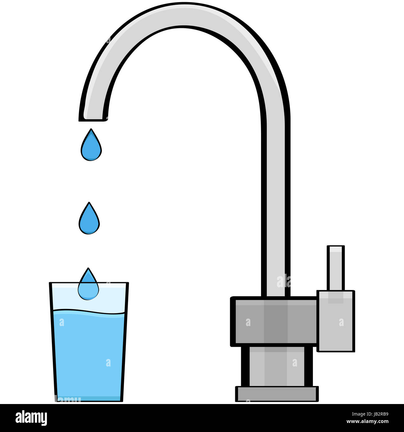 Cartoon illustration showing water coming out of a tap and into a glass  Stock Photo - Alamy