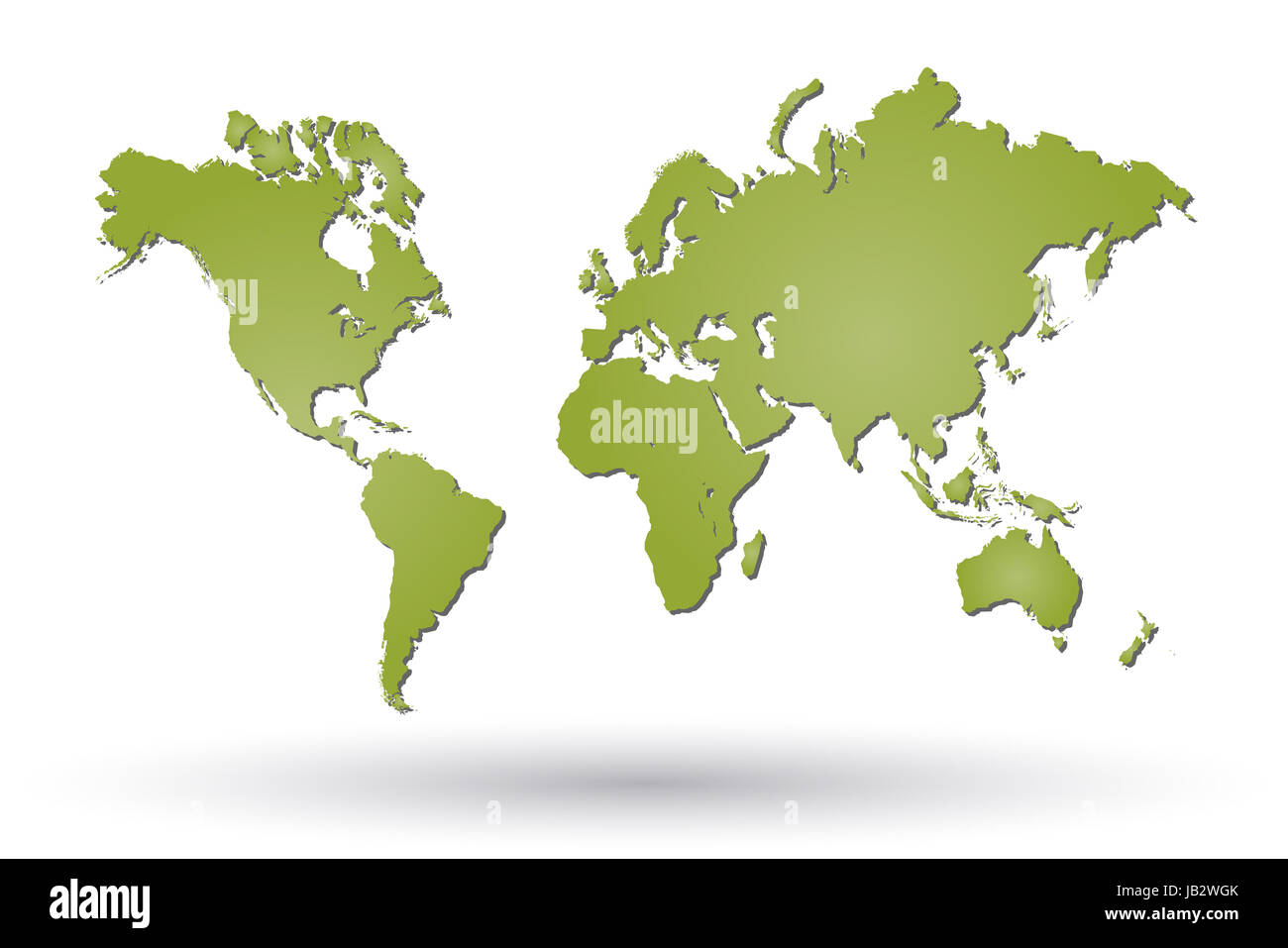 Image of a green world map isolated on a white background Stock Photo ...