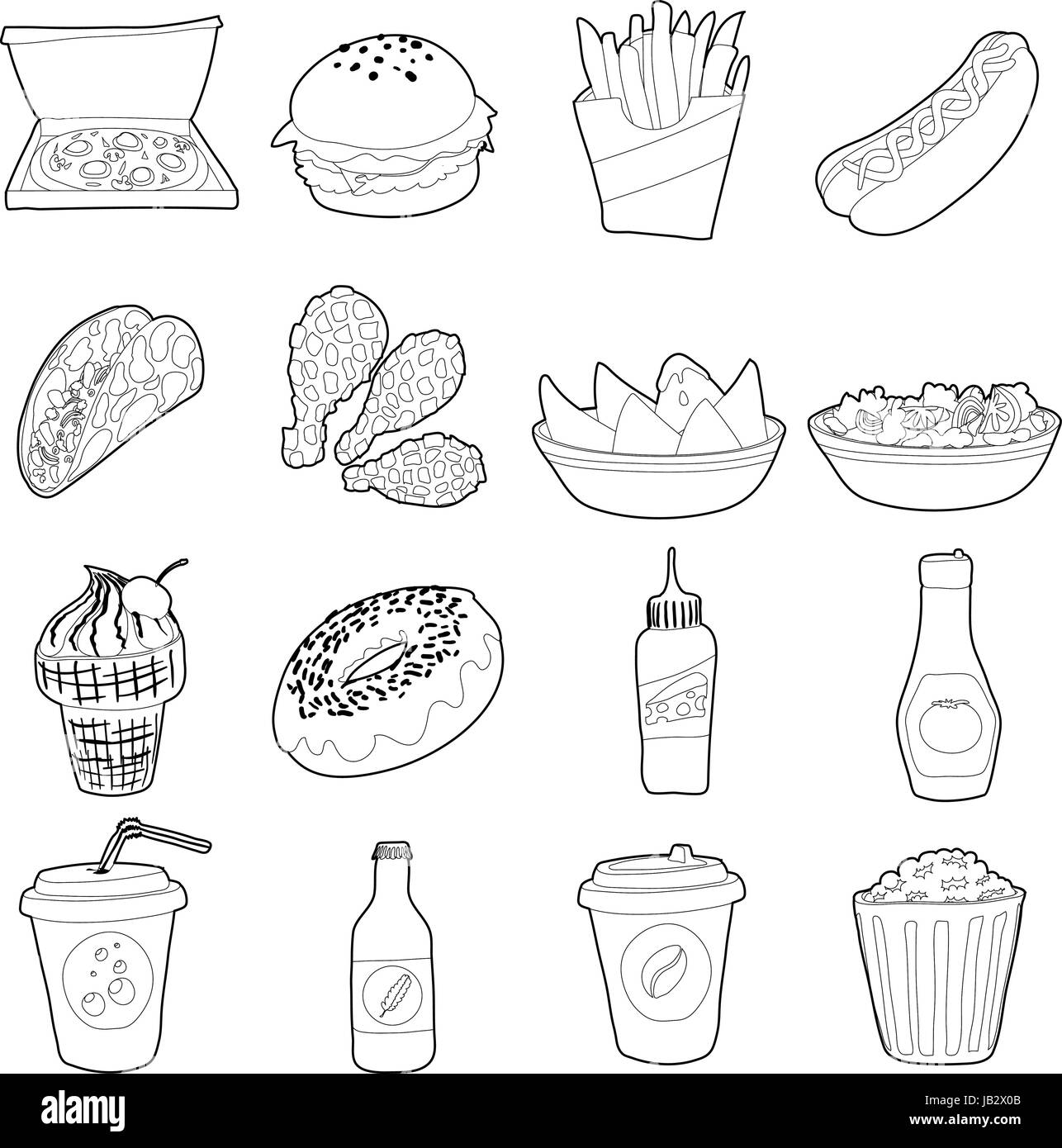 Fast food icons set, outline style Stock Vector Image & Art - Alamy