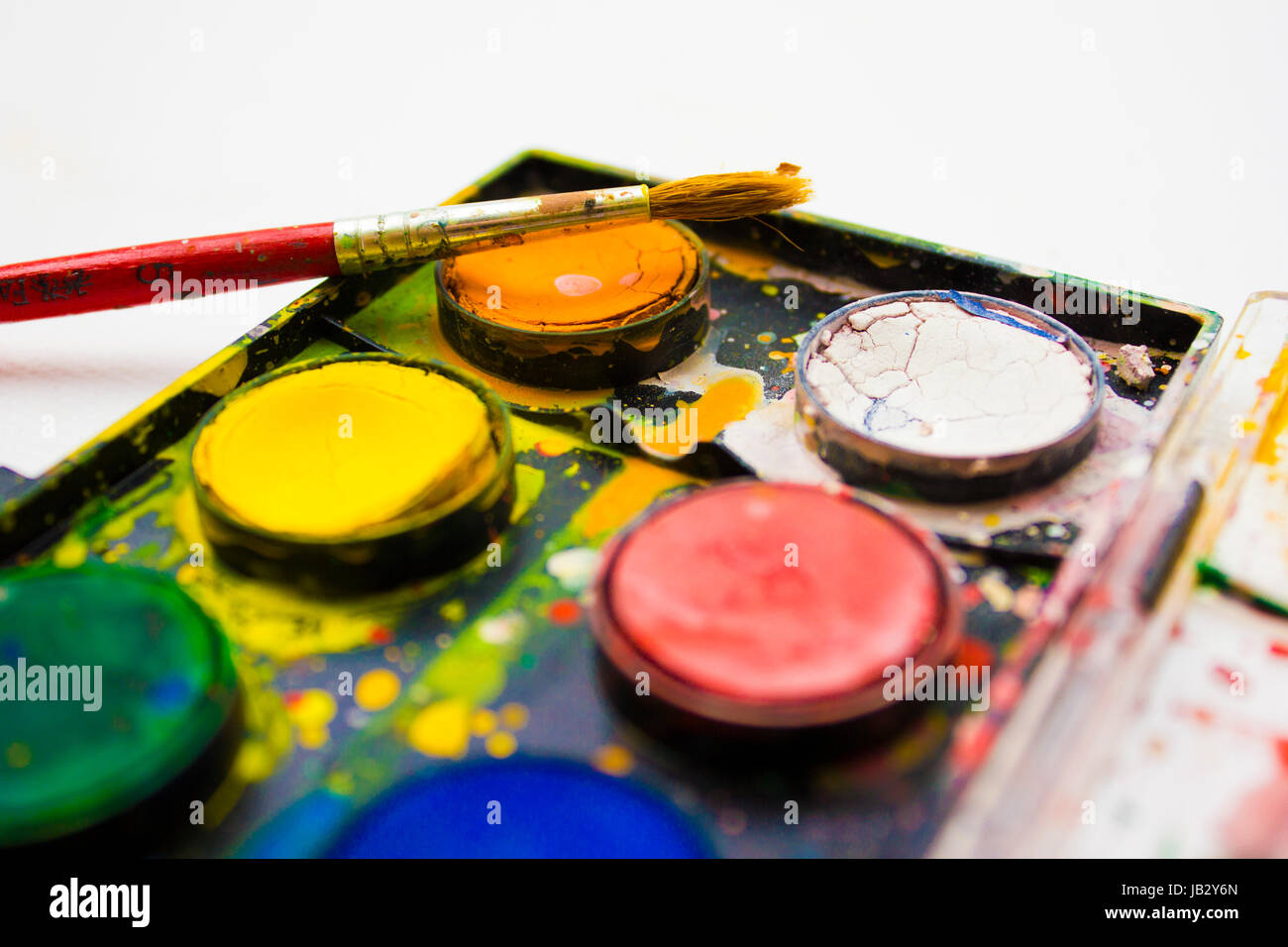 Artistic use of watercolor paint palette Stock Photo Alamy