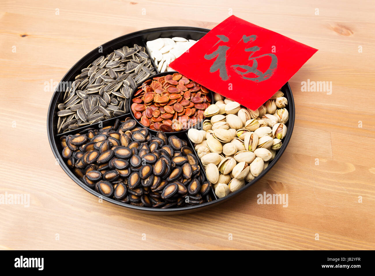 Assorted chinese sytle snack tray and chinese calligraphy, meaning for