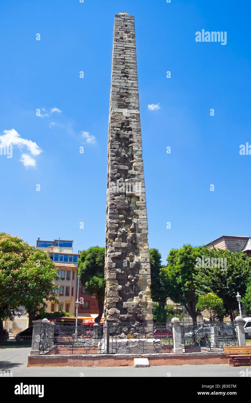 Ancient obelisk on the Hippodrom square in Istanbul, Turkey Stock Photo