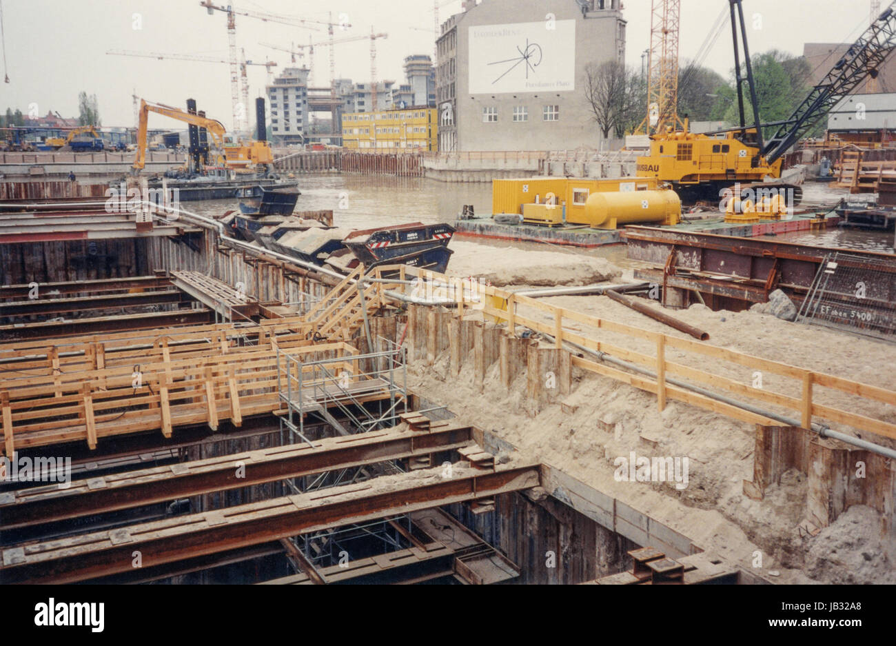 BERLIN, GERMANY - APRIL 25, 1996: Potsdamer Platz has been the largest ...