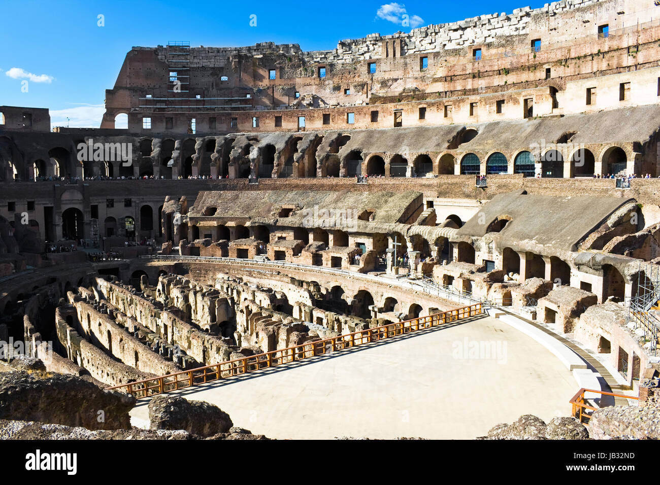 Ancient ruins of great roman amphitheater Colosseum, Rome, Italy Stock Photo