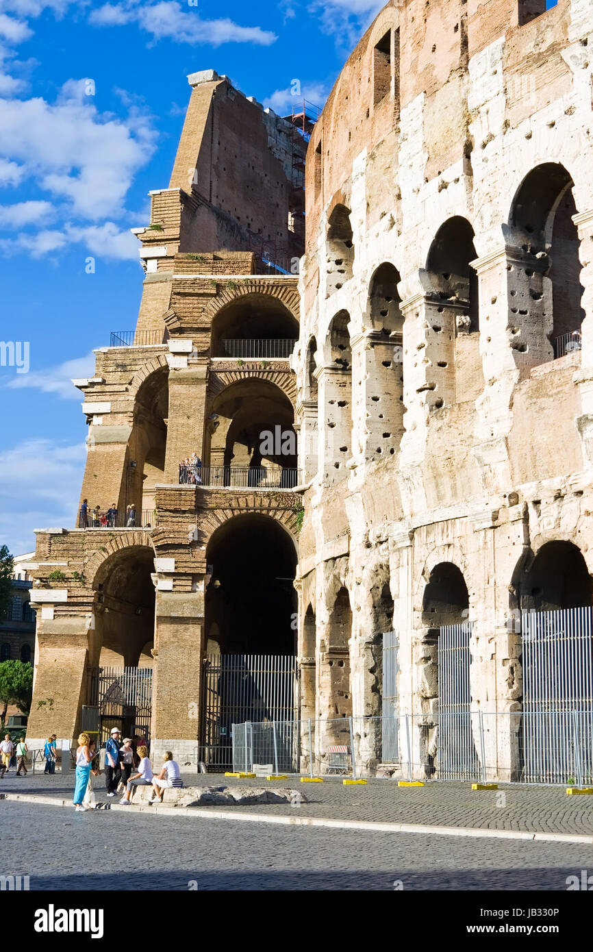 Walls of great roman amphitheater Colosseum in Rome, Italy Stock Photo