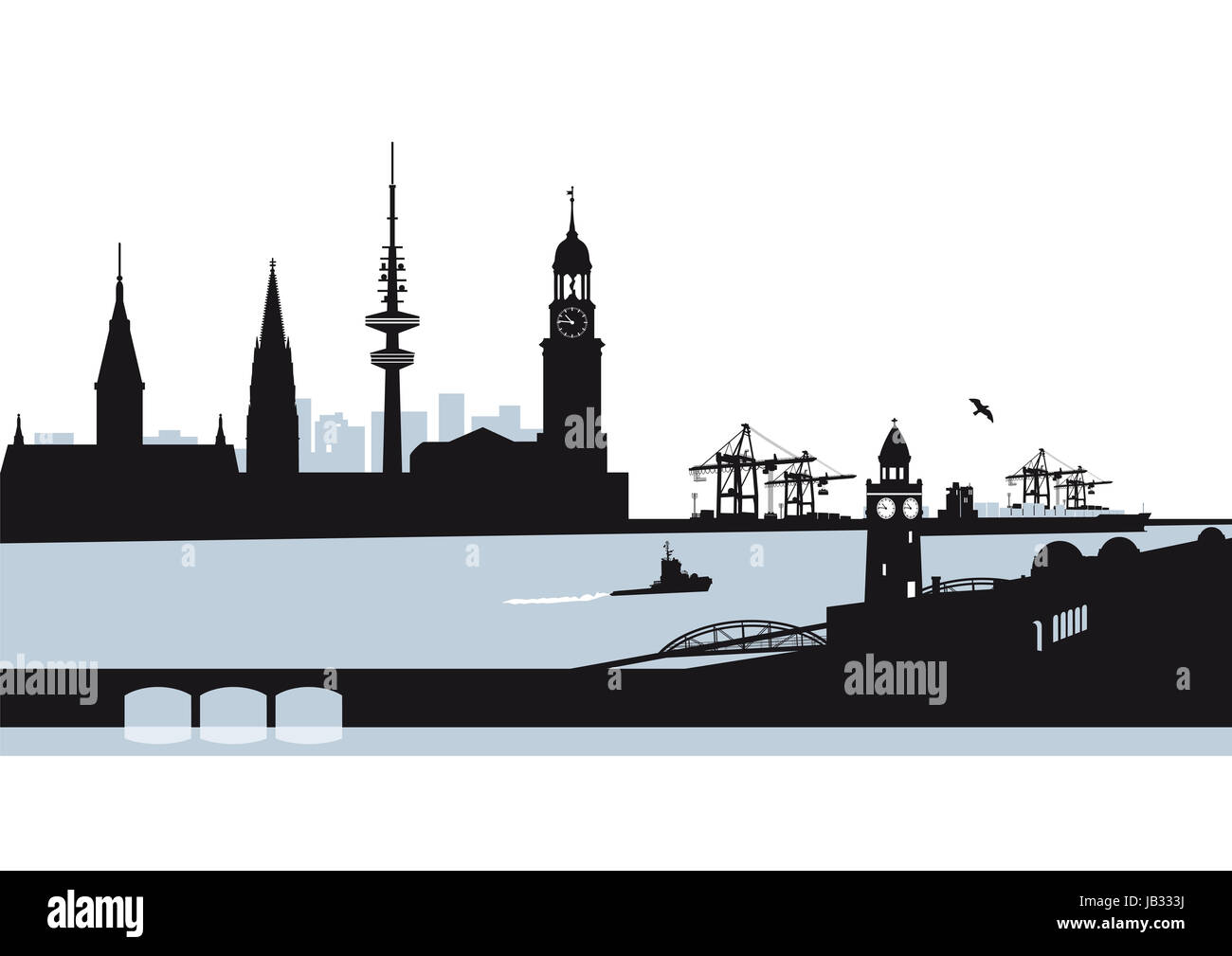 Germany, Hamburg flat landmarks vector illustration. 
