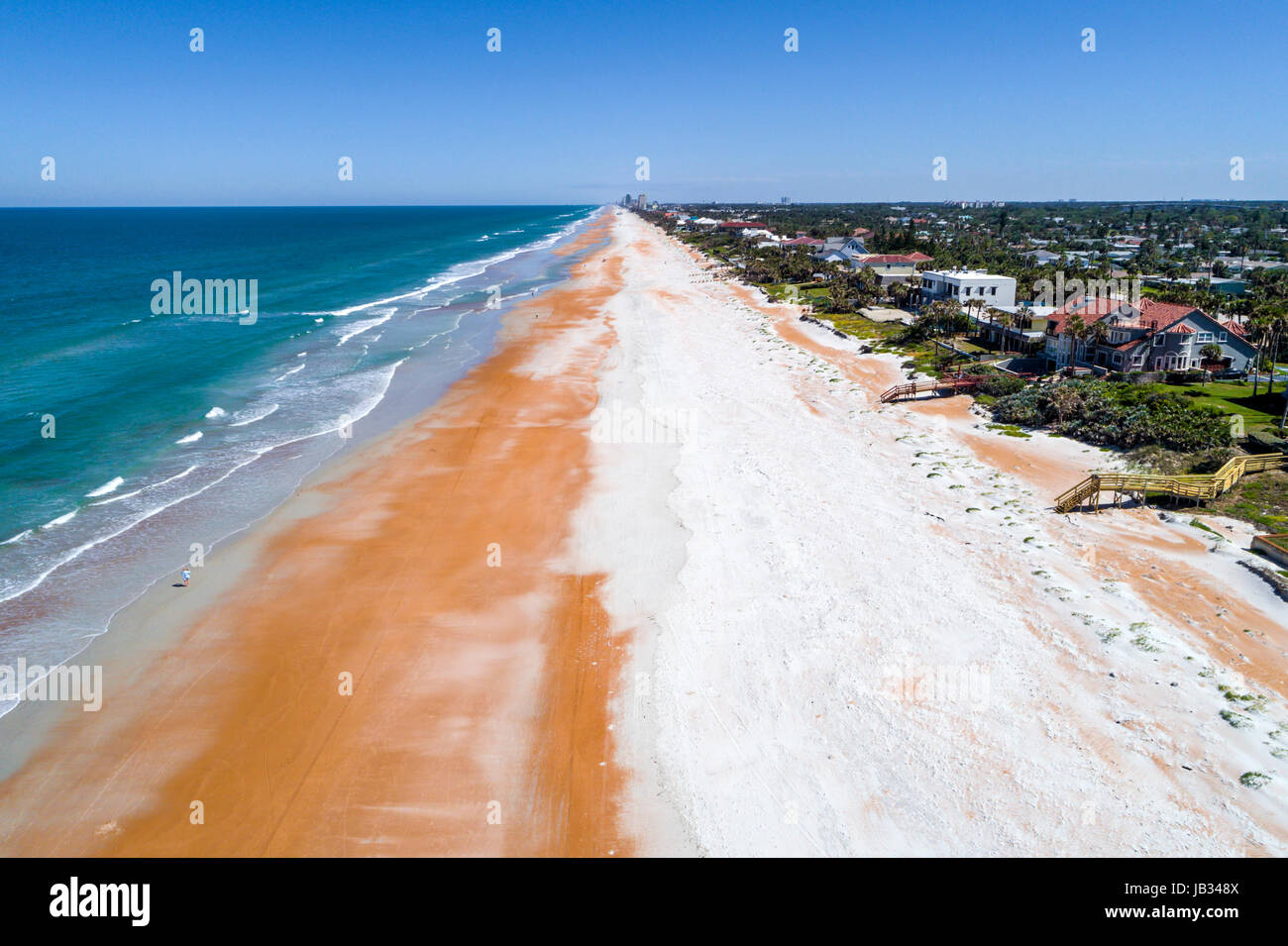 Florida Ormond Beach By The Sea,Atlantic Ocean,waterfront,aerial overhead view from above,waves,FL170510d05 Stock Photo