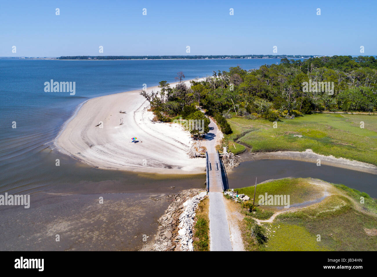 Georgia,Jekyll Island,Clam Creek,Saint St. Simons Sound,North Loop Trail,aerial overhead view from above,beach,sand,FL170510d12 Stock Photo