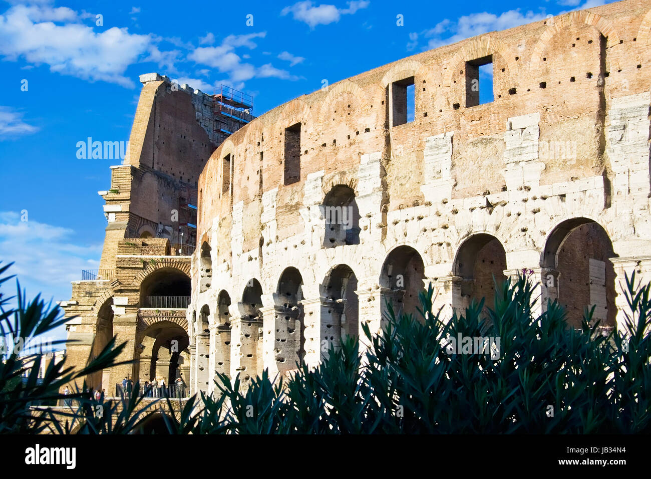 Ancient Walls of great roman amphitheater Colosseum in Rome, Italy Stock Photo