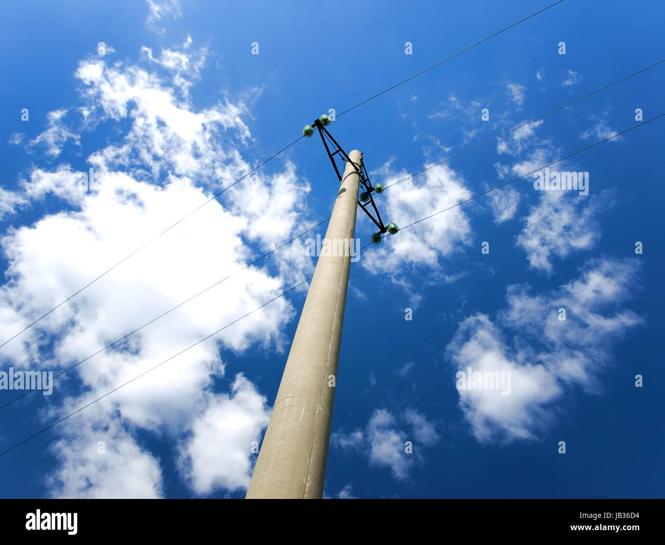 Concrete pole with power lines and insulators Stock Photo - Alamy