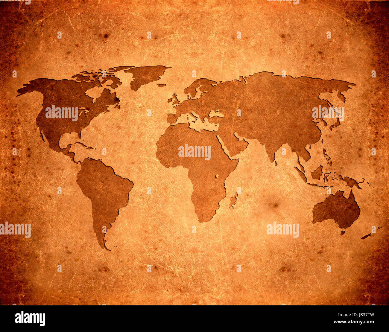 brown skin aged grunge world map Stock Photo - Alamy