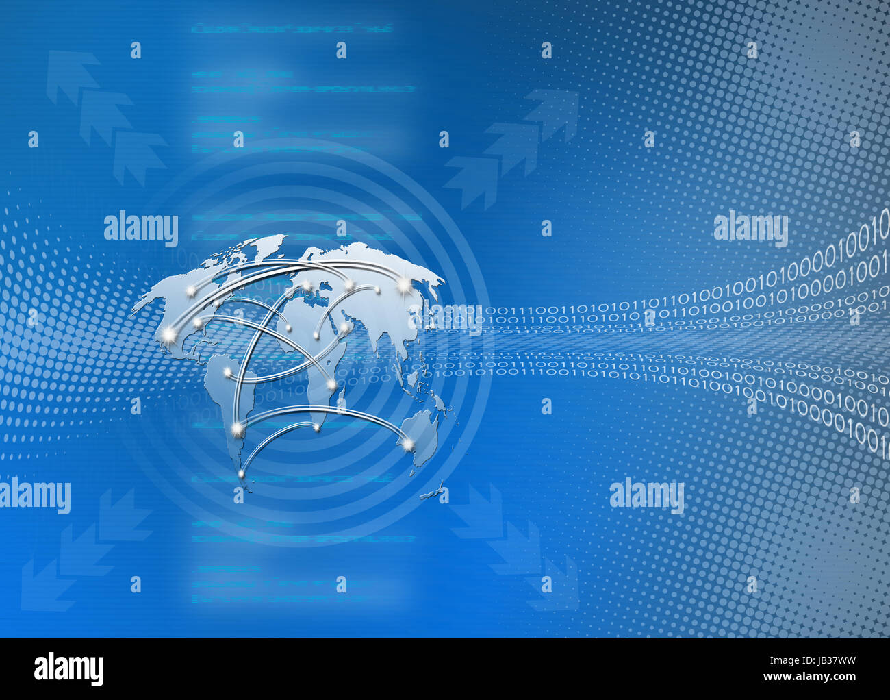 digital illustration with binary code and world map Stock Photo - Alamy